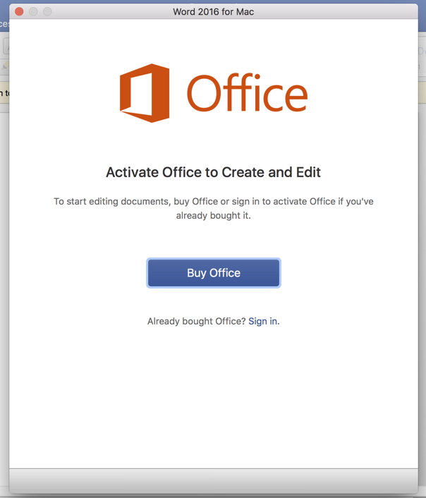 office for mac 2016 activation problems